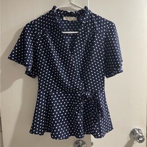 Blue polka dotted blouse